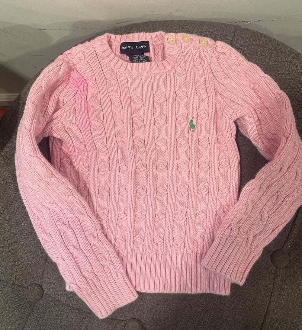 Y2K Ralph Lauren Cable Knit Cotton Sweater Size 4/4T Pink